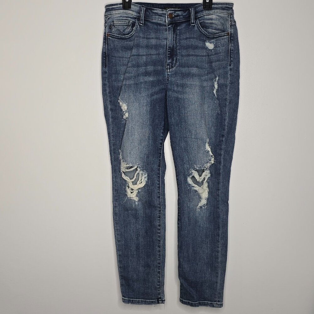 Judy Blue Boyfriend Fit Jeans‎ Women's Size 13/31 Blue Denim Distressed